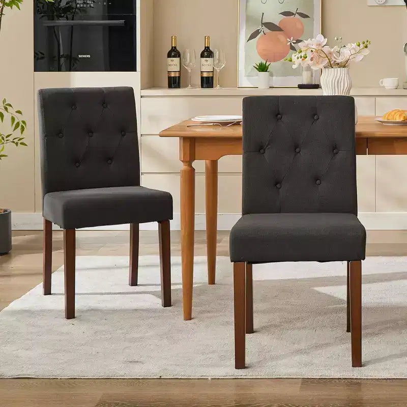 Set di 6/4 sedie da pranzo Parsons con bottoni trapuntati - Sedie da cucina imbottite in tessuto con gambe in legno e sedili imbottiti - Mobili per soggiorno e cucina