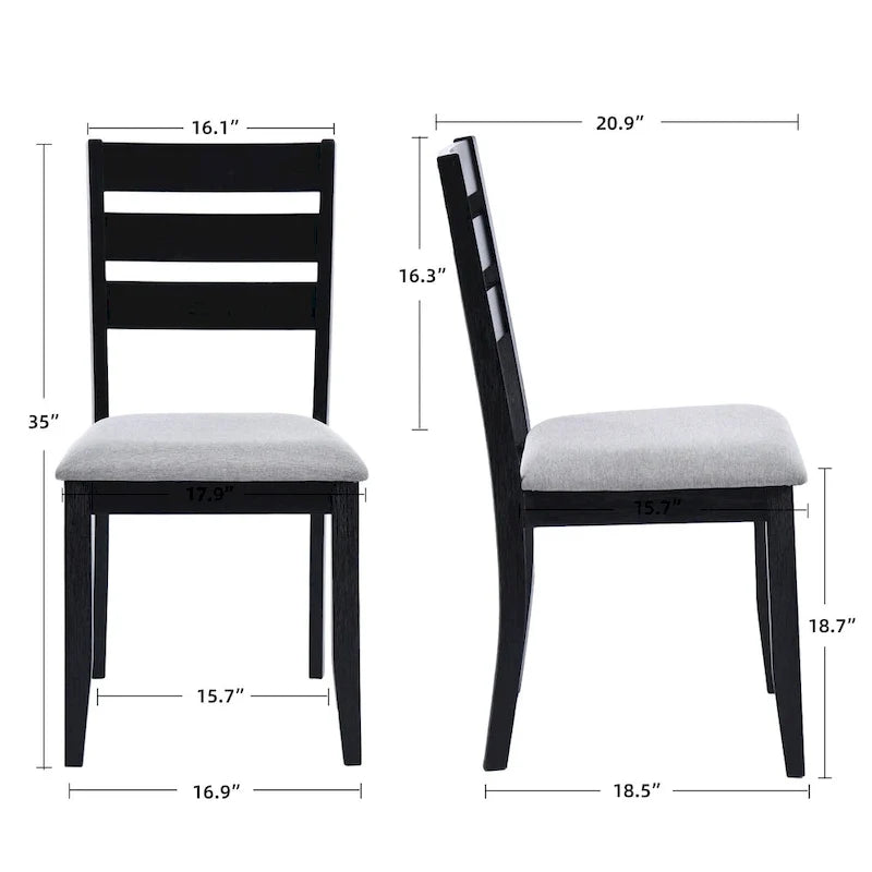 Set di 5 mobili da pranzo in legno massello 47L (1 tavolo + 4 sedie con schienale a doghe)