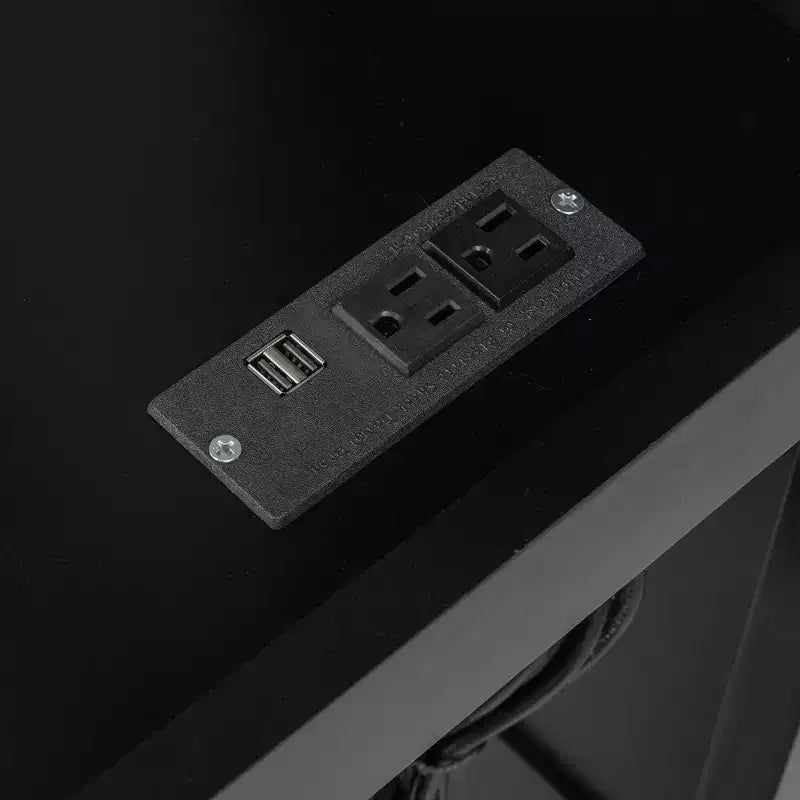 Letto a castello da gaming in legno a grandezza naturale con scrivania integrata, mensole, luci LED a 7 colori e stazione di ricarica, nero - ModernLuxe