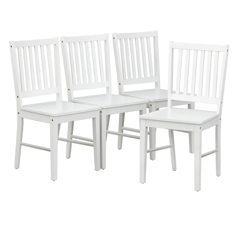 Set di 4 sedie da pranzo con schienale a doghe in legno massello, struttura robusta, design classico, facile montaggio