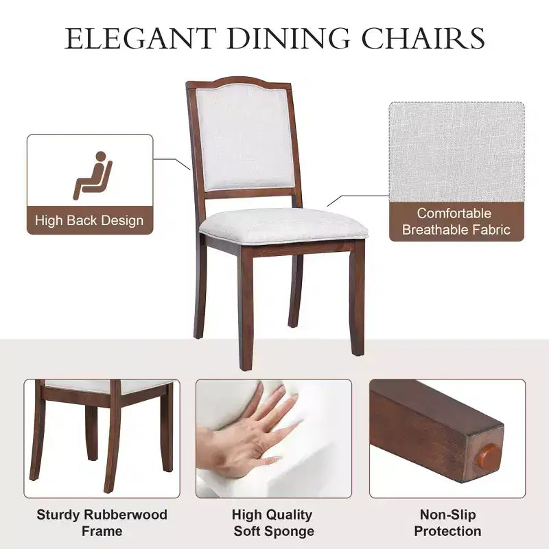 Lot de 4 chaises de salle à manger de style ferme avec dossier haut et assise rembourrée