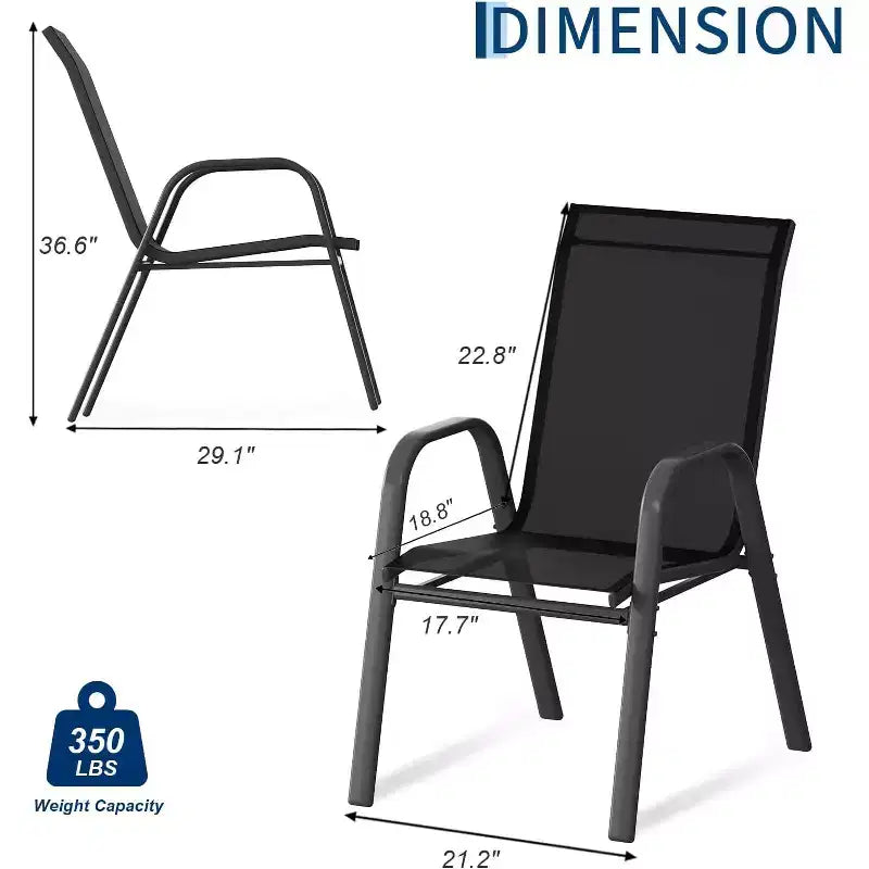 Sedie da patio, Set di 4/6 sedie da pranzo impilabili per esterni in textilene leggero per tutte le stagioni con braccioli per giardino, bordo piscina