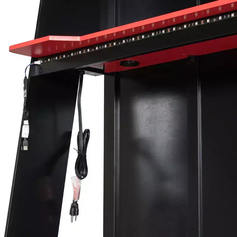 Letto a soppalco a L da gaming con scrivanie, letti a soppalco doppi con luci LED, porte USB, scaffali portaoggetti, letto a soppalco ad angolo in legno per 2