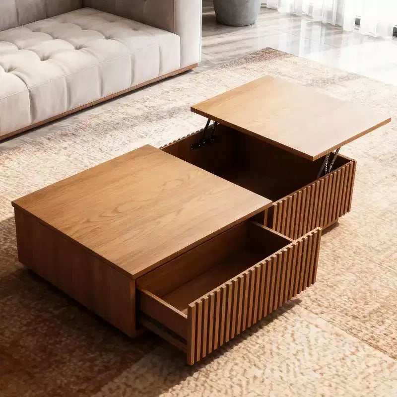 51.1 Tavolino da caffè Mid-Century Modern con piano sollevabile, tavolino rettangolare in noce per soggiorno