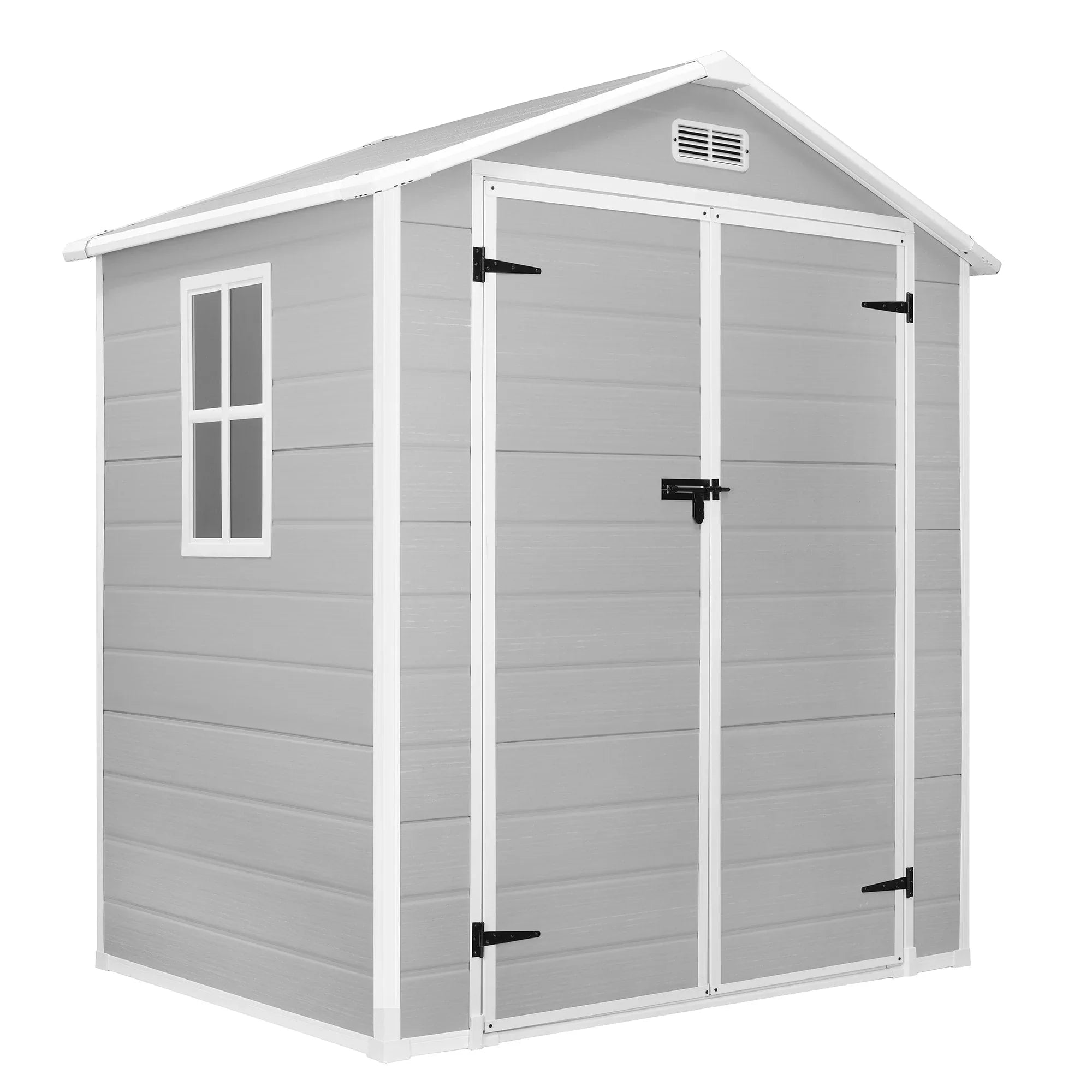 Casetta da giardino in resina per esterni, in plastica, per tutte le stagioni, con pavimento, 6 x 4 piedi/6 x 8 piedi/8 x 6 piedi/8 x 10 piedi, Spire Tool Shed