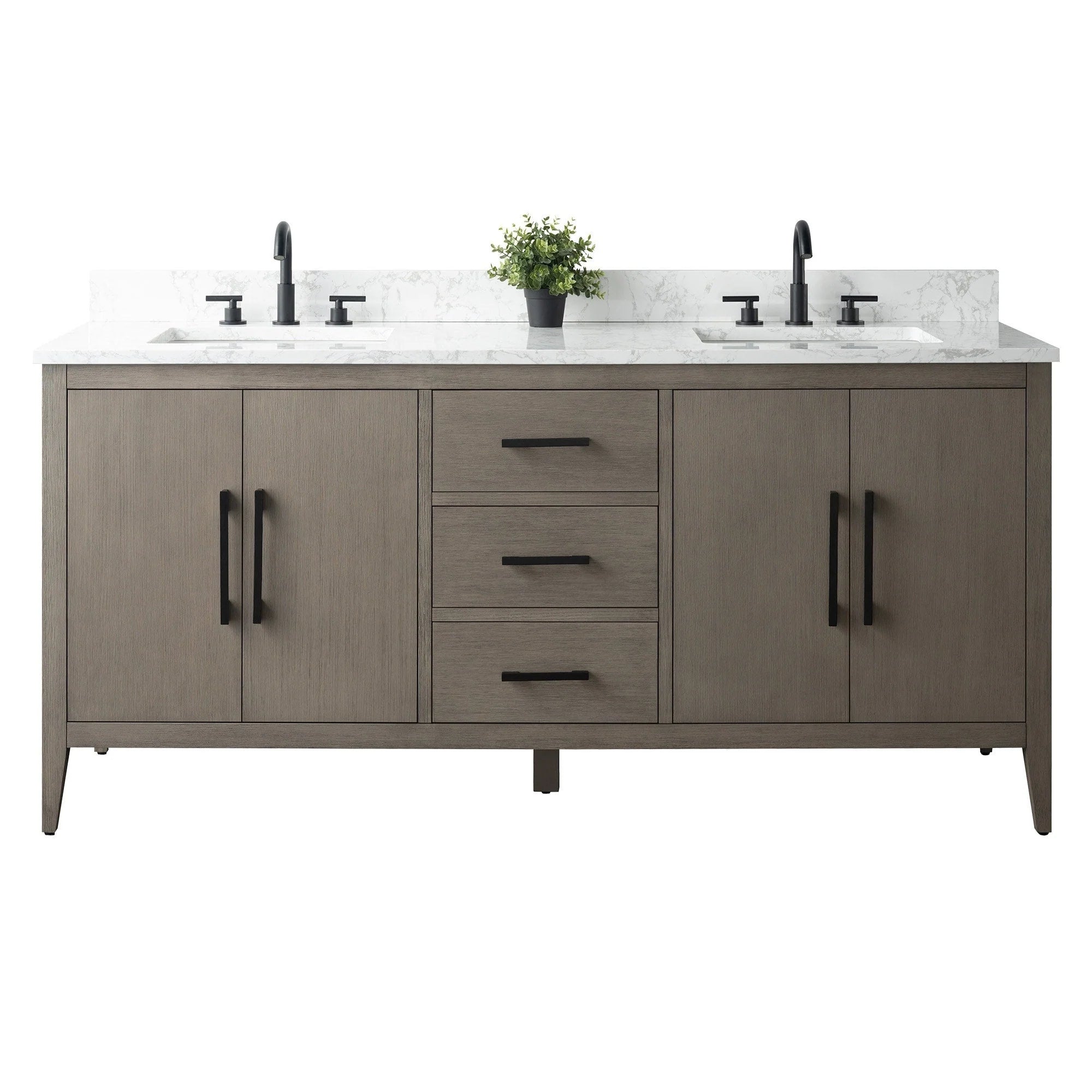 Mobile lavabo doppio Vanity Art 72 per bagno con piano in marmo composito