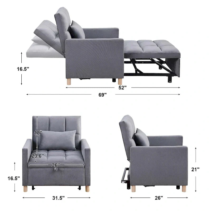 Aukfa Divano Letto Trasformabile per Una Persona con Cuscino