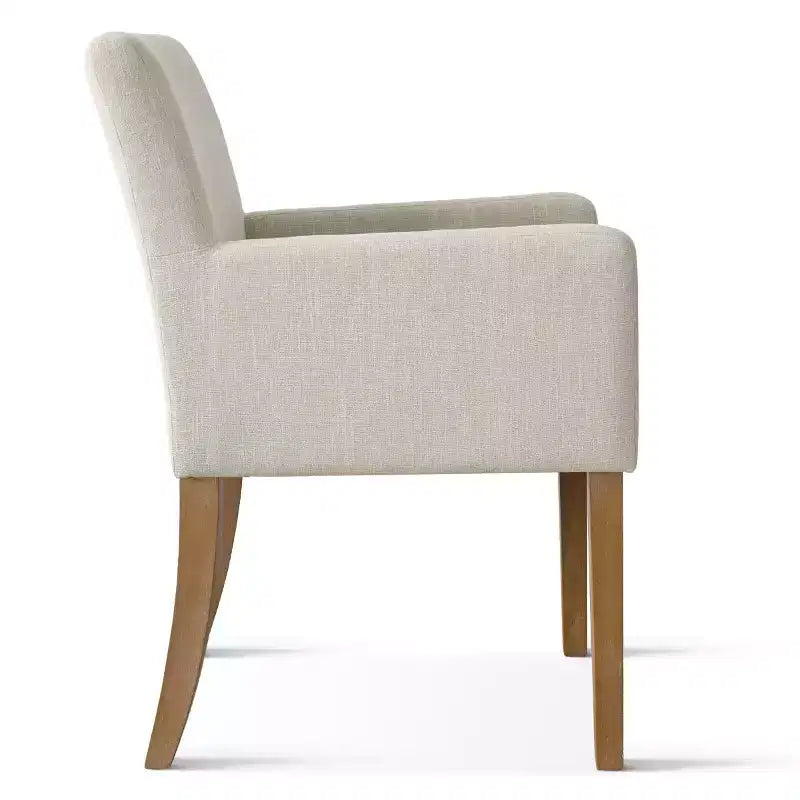 Set di 6 sedie da pranzo imbottite con braccioli, poltrone moderne in lino con gambe in legno, sedie occasionali per sala da pranzo, soggiorno - Panipeachy