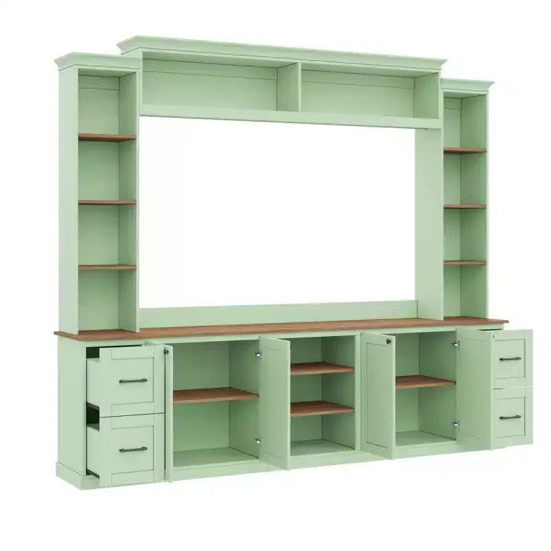 ModernLuxe Mobile TV da Parete 4 in 1 per Stile Rustico, Adatto a TV Fino a 70 Pollici, Consolle Multimediale con Ripiani Regolabili e Cassetti