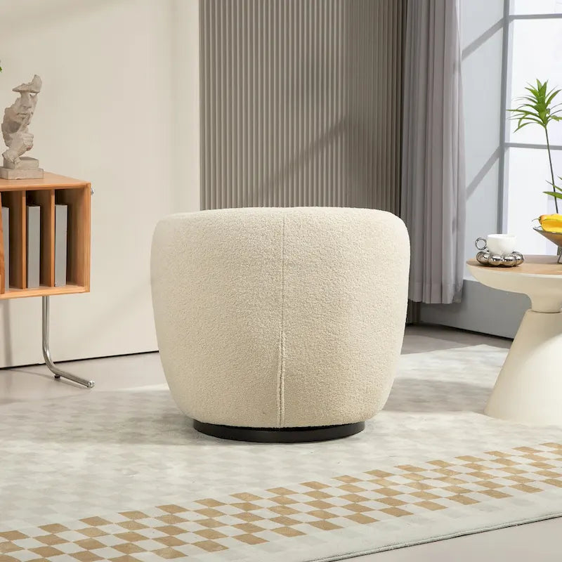 Poltrona Girevole Imbottita a Botte con Contenitore, Sedia Moderna da Salotto per Camera da Letto/Ufficio/Zone Lettura