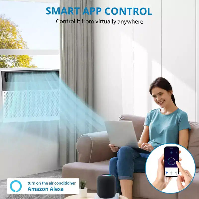 Condizionatore da Finestra Intelligente Acekool 6.000 BTU, Climatizzatore da Stanza Wi-Fi con Telecomando, Raffreddamento Silenzioso per Ambienti Fino a 23 Mq
