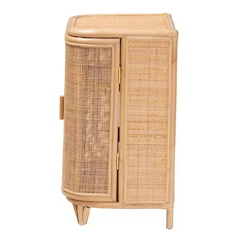 bali & pari Yanka Mobile Contenitore in Rattan Naturale: Artigianale, 2 Ripiani, Design Bohemien