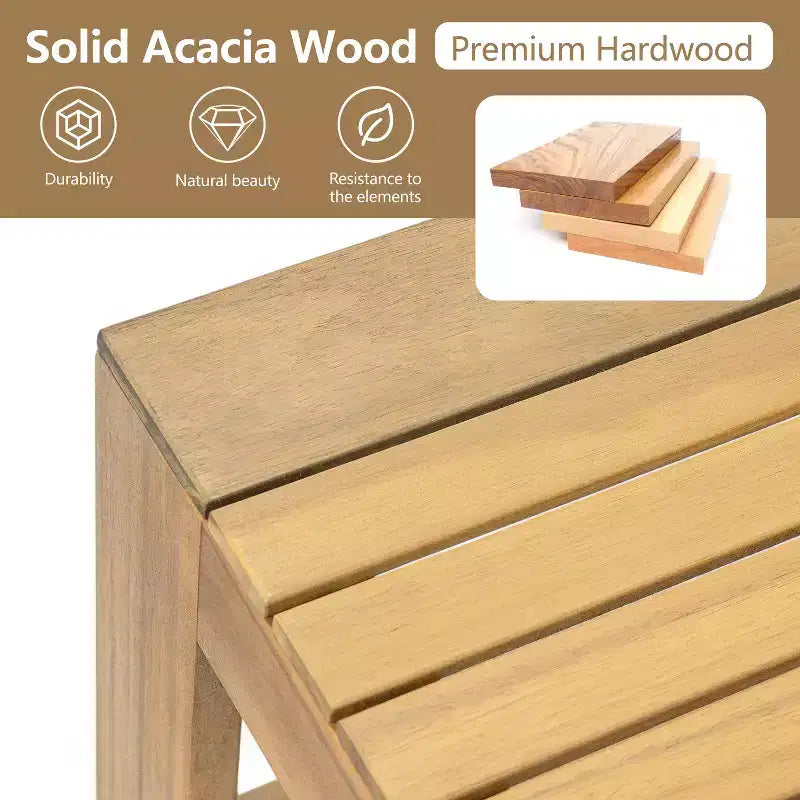 Christopher Knight Home Sunny Set Salotto Moderno a 5 Pezzi in Acacia con Tavolo Rettangolare a Doghe e 7 Posti