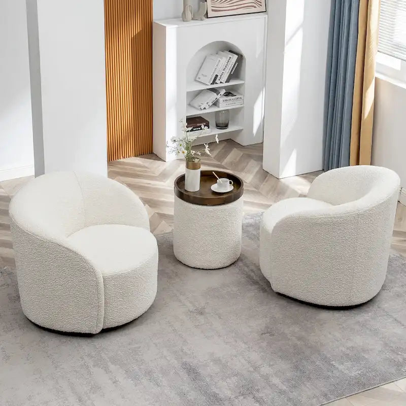 Poltrona girevole a barilotto imbottita KINWELL da 34 pollici (Set di 2)