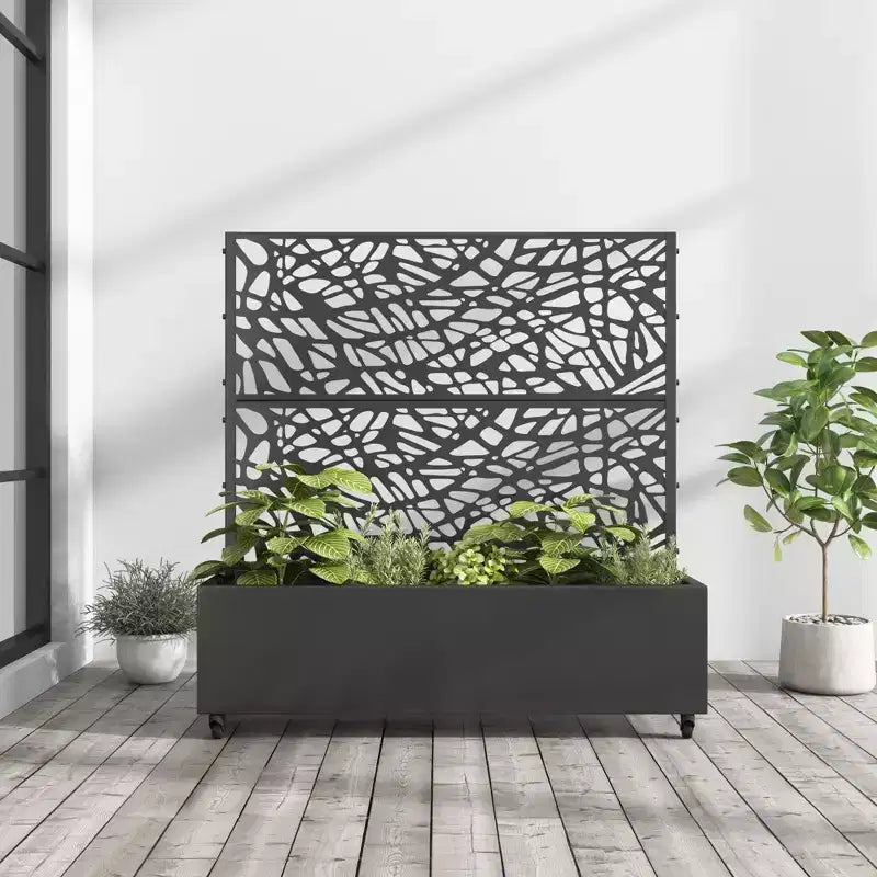 MAYEERTY Fioriera con traliccio in ferro nero Rete Stile 01 72x47x16in Set da 3 pezzi