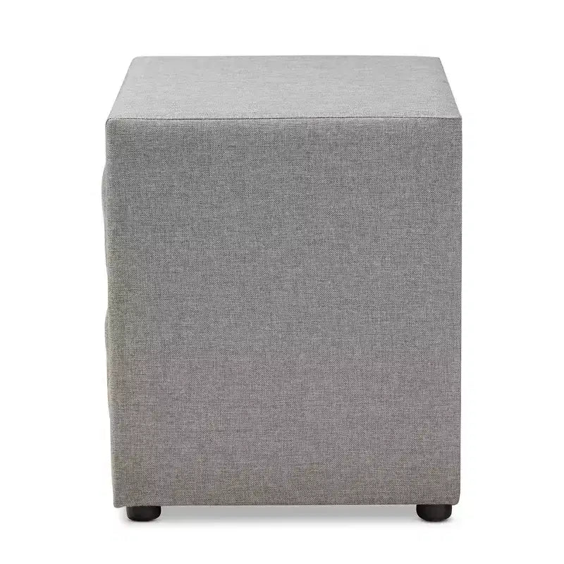 2-Drawer Upholstered Wood Nightstand - Gray with Diamond Tufting