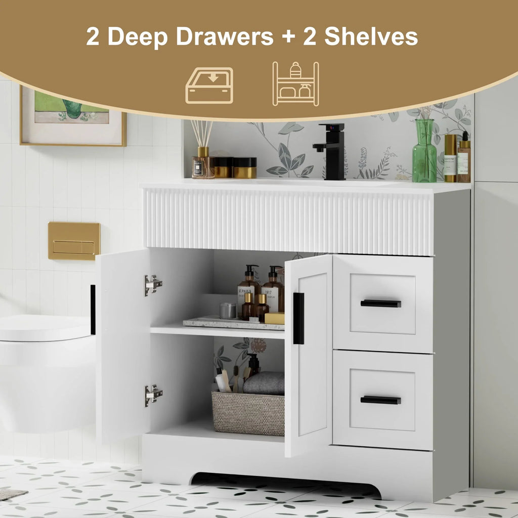 Mobile bagno 30/36/48 Wavy Line con lavabo e rubinetto