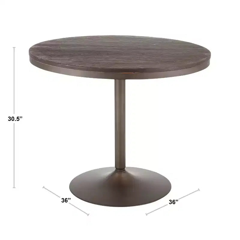 36" Industrial Round Dining Table - Bamboo Top with Antique Metal Base