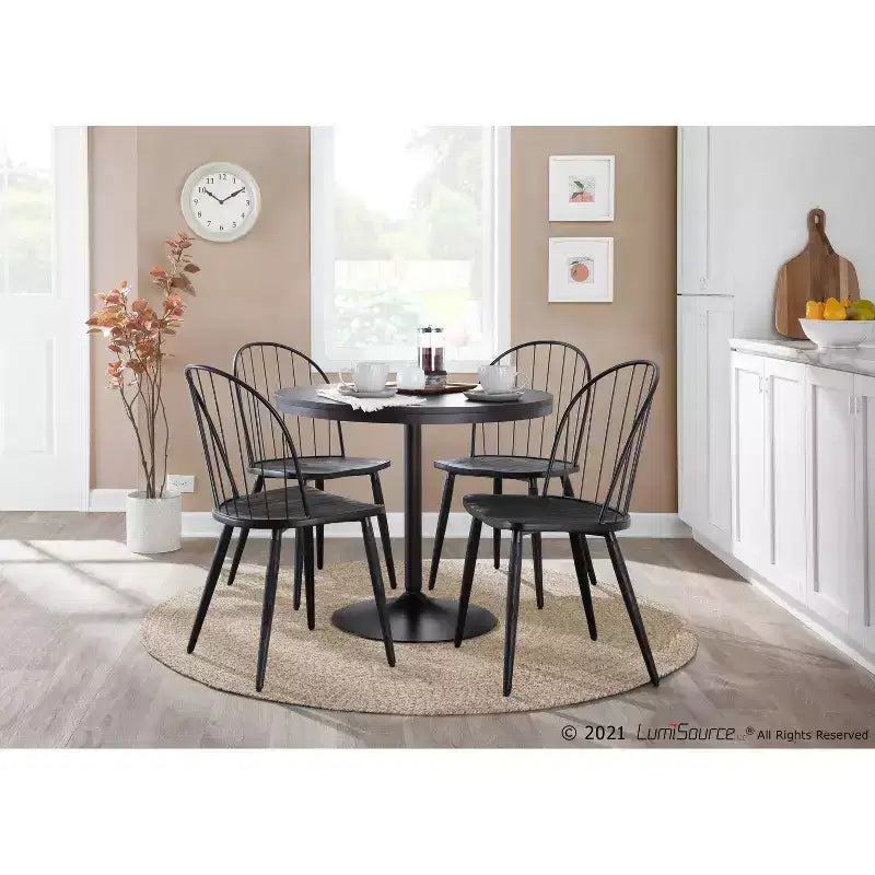 36" Industrial Round Dining Table - Bamboo Top with Antique Metal Base