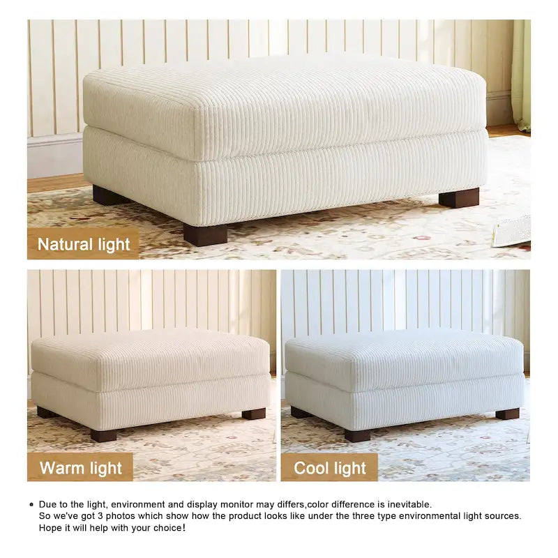 Pouf poggiapiedi oversize in velluto a coste moderno