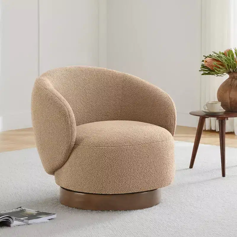 Fauteuil d'appoint pivotant Spruce&Spring en tissu avec base en bois
