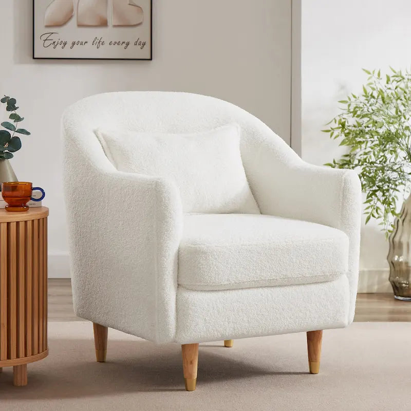 Set di 2 Poltrone Accent, in Velluto a Botte con Gambe in Legno Massello 28,34W
