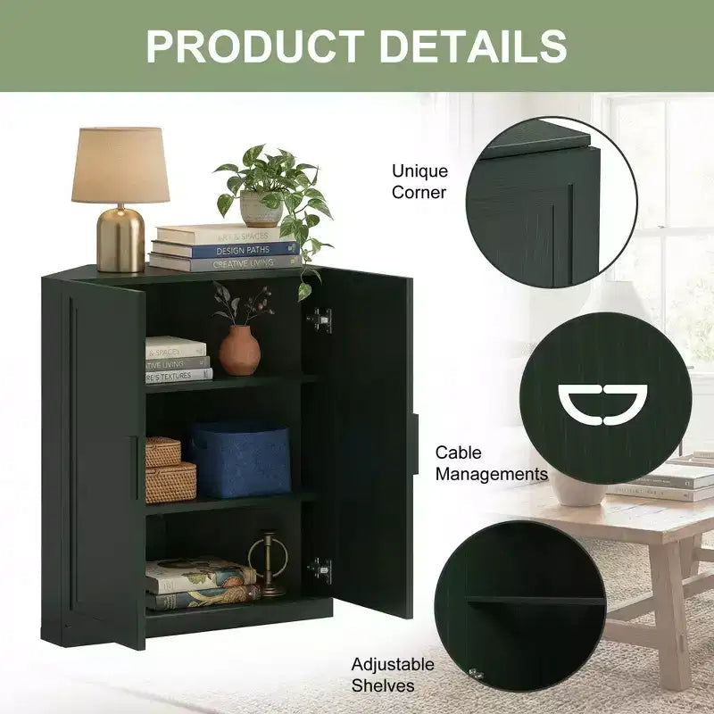 Mobile ad Angolo Dovelina con Ripiani Regolabili Credenza Buffet Vetrinetta Vino Mobile da Cucina e Sala da Pranzo con Ante in Legno - 31H x 31W, 36H x 31W