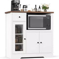 Mobiletto da cucina per microonde con contenitore, con 3 ante, 1 cassetto e ripiani regolabili, mobiletto dispensa