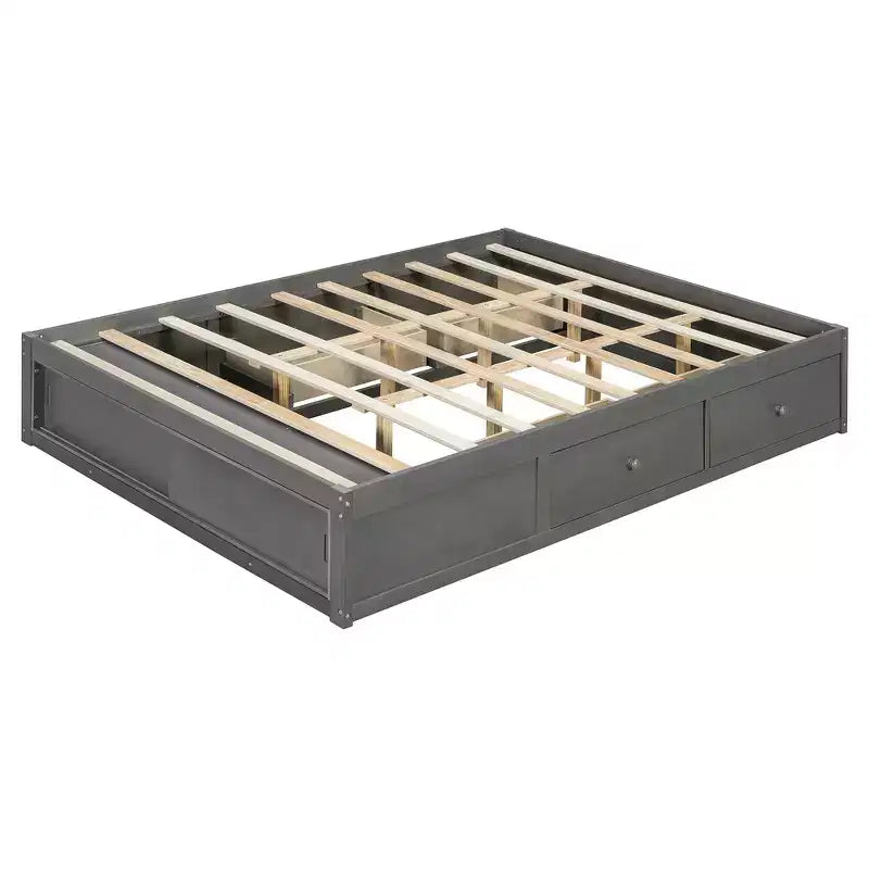 Struttura letto a piattaforma Whisen Queen con 4 cassetti e contenitore nella pediera