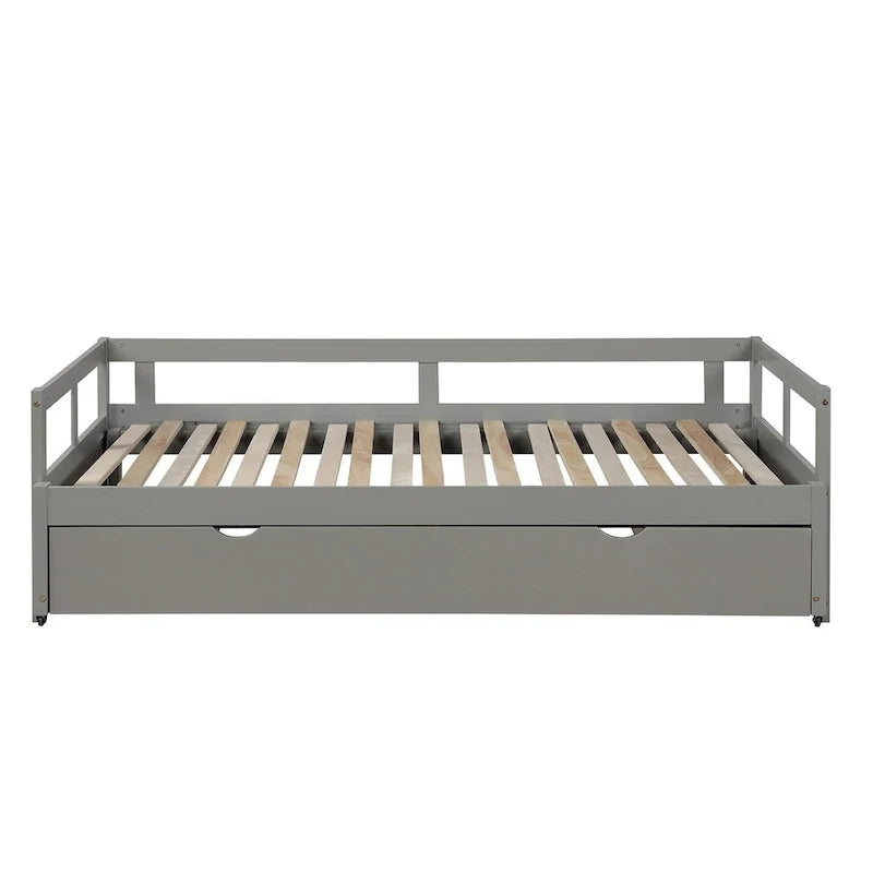 Lit gigogne extensible, Lit gigogne en bois avec tiroir-lit