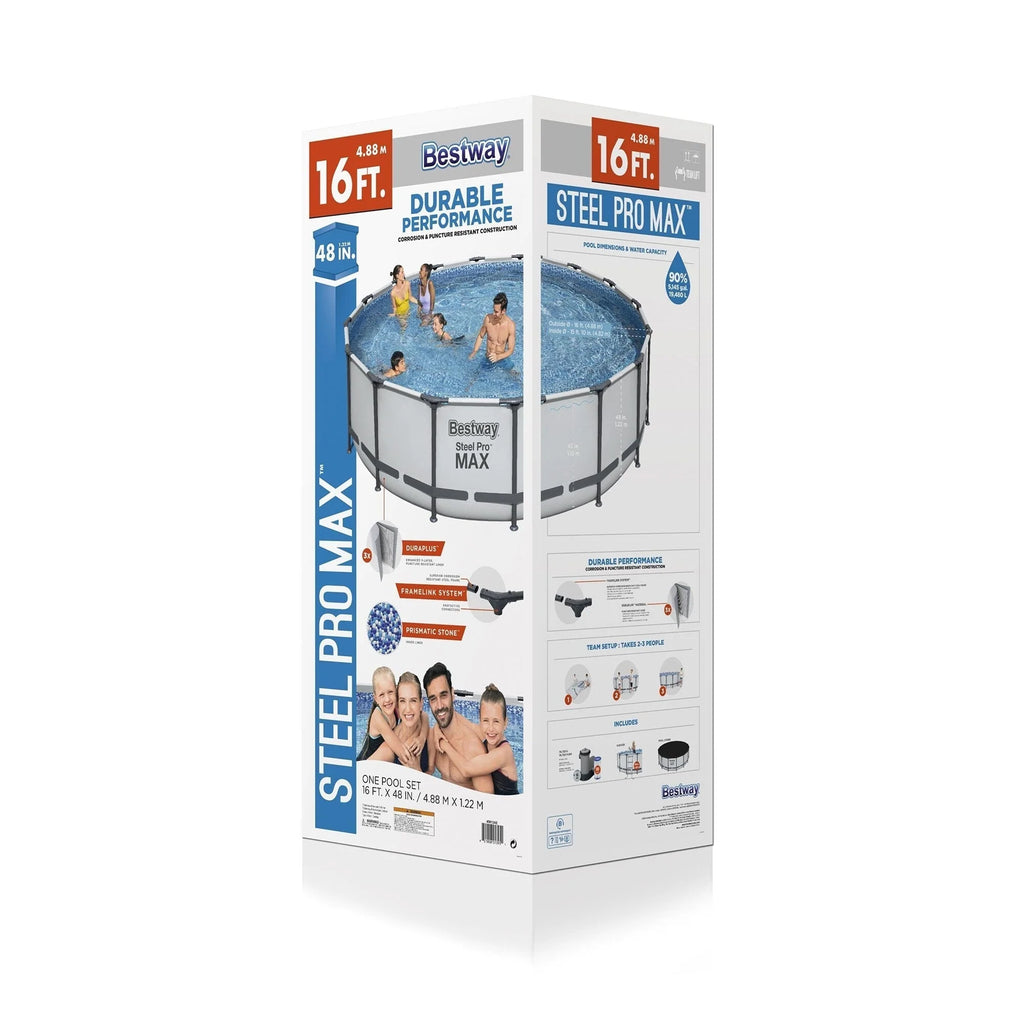 Piscina Fuori Terra Rotonda Bestway Steel Pro MAX con Pompa e Copertura