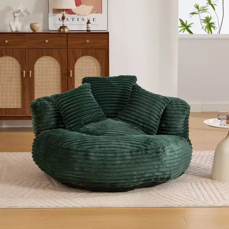 Divano Sacco per Adulti Bambini, Poltrona Sacco Oversize in Velluto a Coste con 3 Cuscini e Braccioli per Soggiorno Camera da Letto