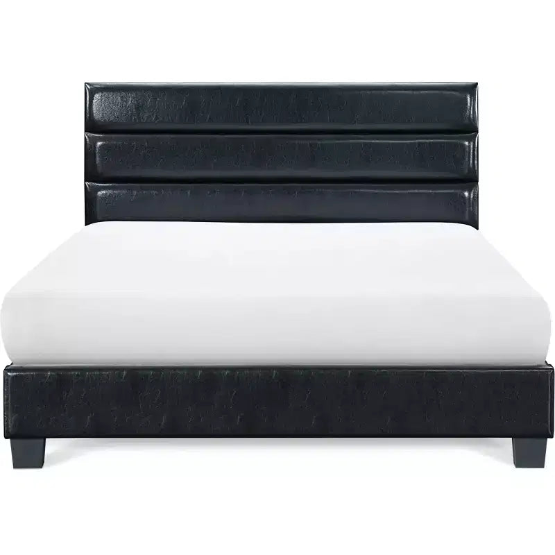Hudson Leather Upholstered Bed Black - ClickDecor