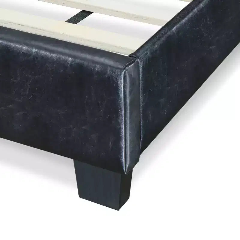 Letto imbottito in pelle Hudson nero - ClickDecor