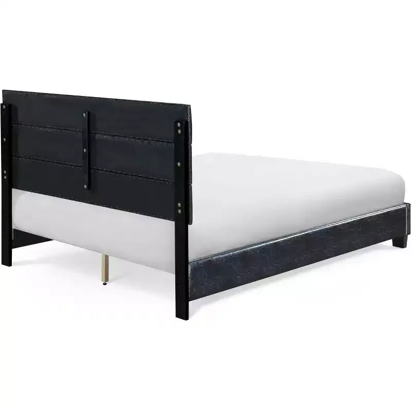 Letto imbottito in pelle Hudson nero - ClickDecor