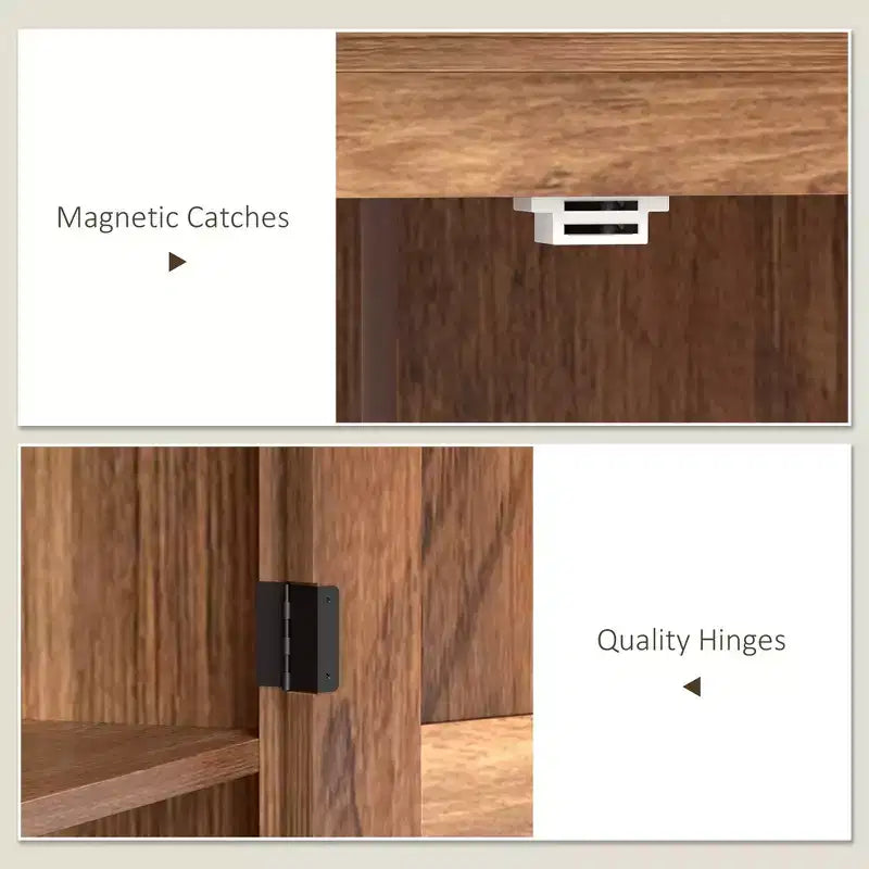 HOMCOM Credenza a 2 Ante da Cucina, Mobile Dispensa Alto con 2 Ante Scorrevole, Ripiani Regolabili e Cassetto