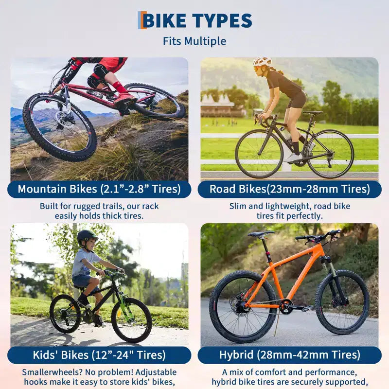 Rastrelliera portabici autoportante per 5 bici con capacità di carico di 136 kg, robusto organizzatore per un posizionamento sicuro e stabile delle bici in cortili anteriori e posteriori