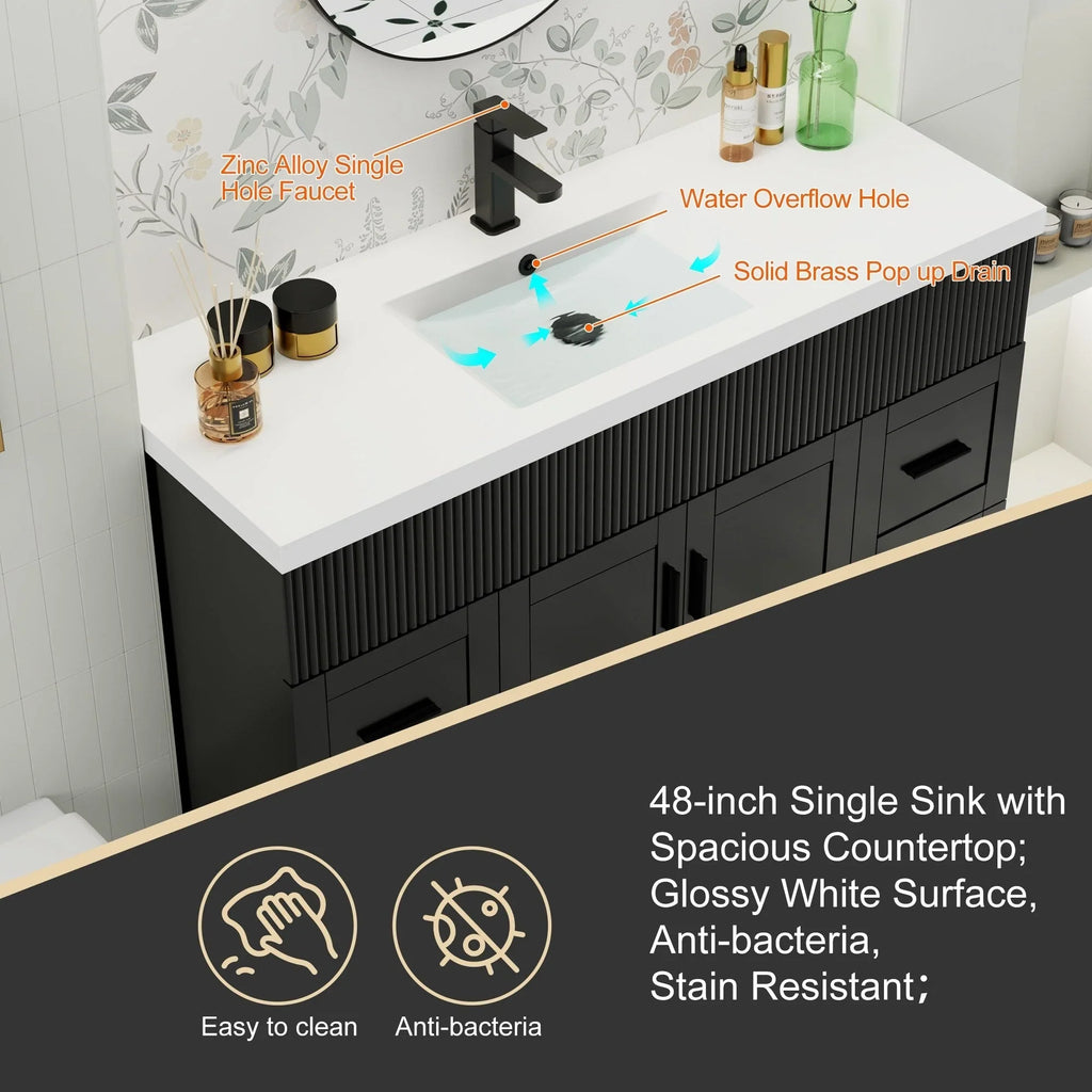 Mobile bagno 30/36/48 Wavy Line con lavabo e rubinetto