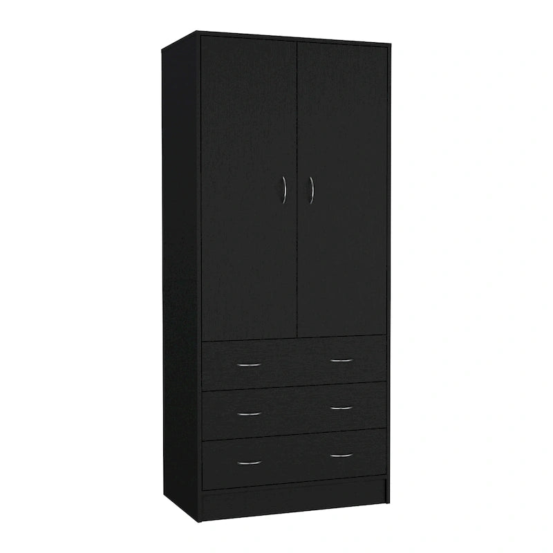 Grande Armoire Moderne à Deux Portes avec 3 Tiroirs et 1 Tringle pour Chambre à Coucher