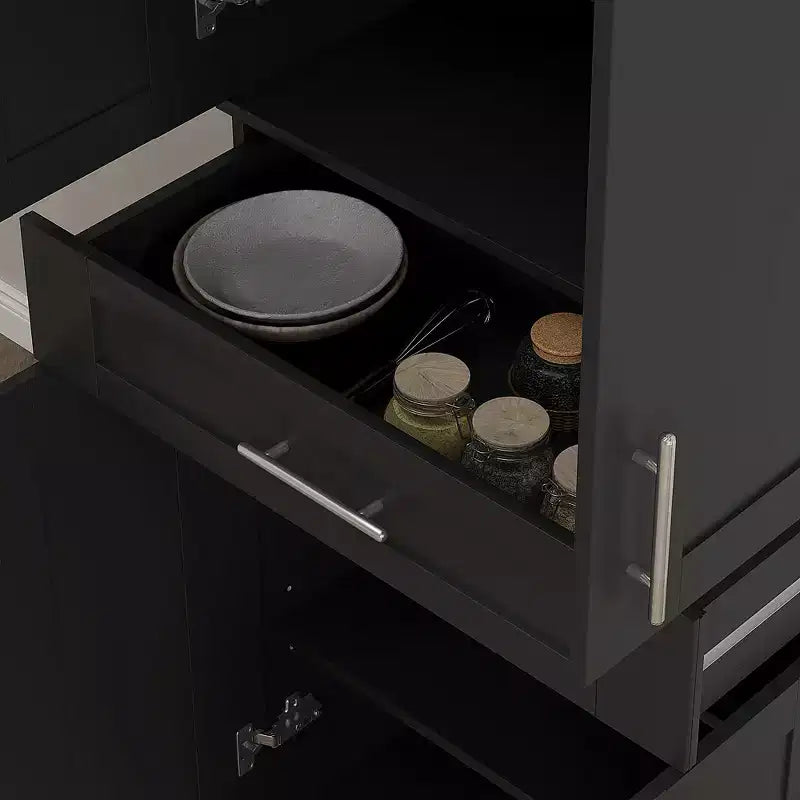 Dispensa da Cucina Moderna, Mobile Autoportante con Ante e Cassetti, Ripiani Regolabili