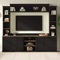 ModernLuxe Mobile TV da Parete 4 in 1 per Stile Rustico, Adatto a TV Fino a 70 Pollici, Consolle Multimediale con Ripiani Regolabili e Cassetti