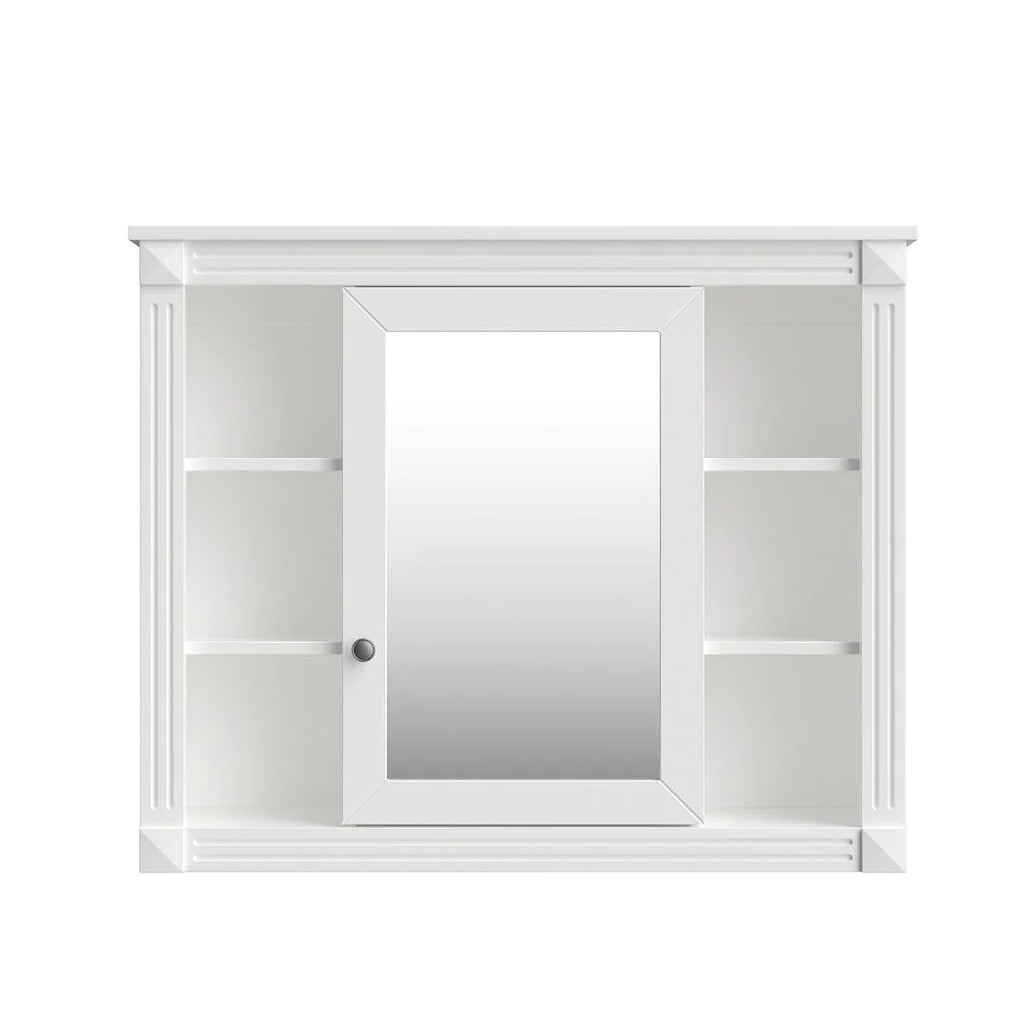 Mobile Bagno Moderno da 90cm con Lavabo Integrato e Specchiera, 2 Ante e 2 Cassetti