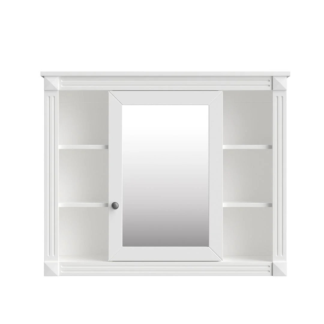 Mobile Bagno Moderno da 90cm con Lavabo Integrato e Specchiera, 2 Ante e 2 Cassetti
