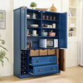 Whisen Armadio Dispensa per Cucina Autoportante Alto 180 cm, Grande Credenza Contenitore per Sala da Pranzo con 4 Ante Pieghevoli, Ripiani, Portabottiglie