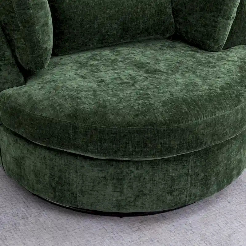 Poltrona girevole imbottita 42.3W con 4 cuscini e pouf contenitore a mezzaluna