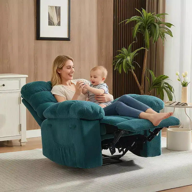 Poltrona reclinabile manuale, poltrona reclinabile ergonomica in tessuto traspirante con tasche laterali, divano singolo, adatta per soggiorno e camera da letto