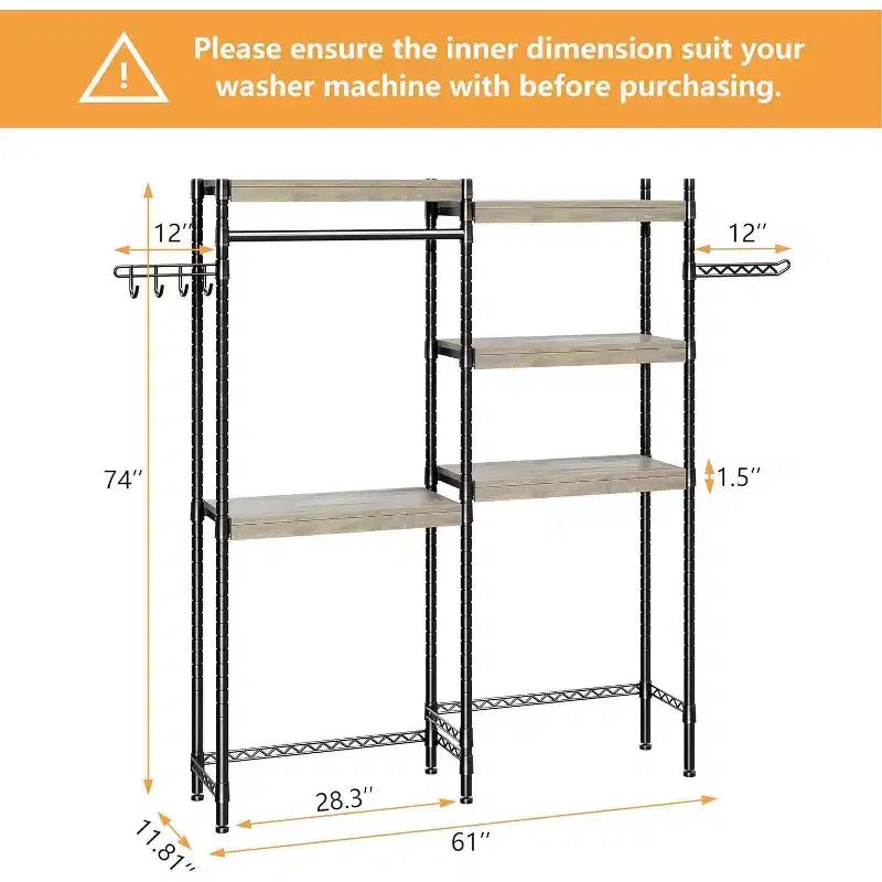Scaffale sopra lavatrice, scaffale salvaspazio a 5 ripiani per asciugatrice con altezza regolabile, mensola per bagno, lavanderia