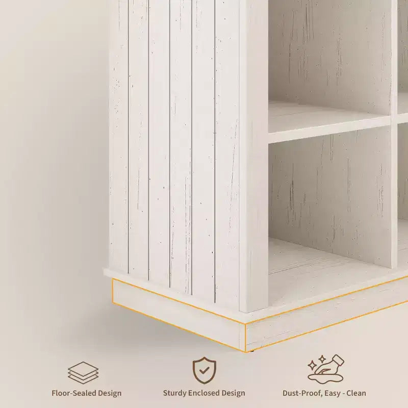 Libreria organizer a 8 cubi, libreria orizzontale rustica, libreria in legno da 62 pollici per ingresso, librerie lunghe e basse per soggiorno