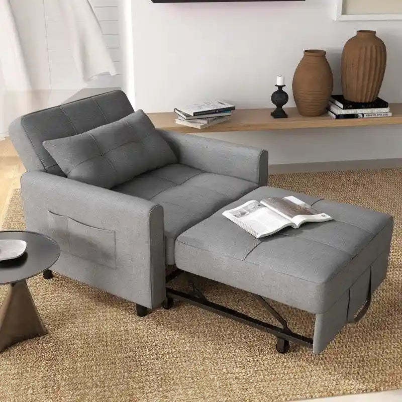 Poltrona Letto Trasformabile 3-in-1, Divano da Salotto Pieghevole Regolabile Imbottito
