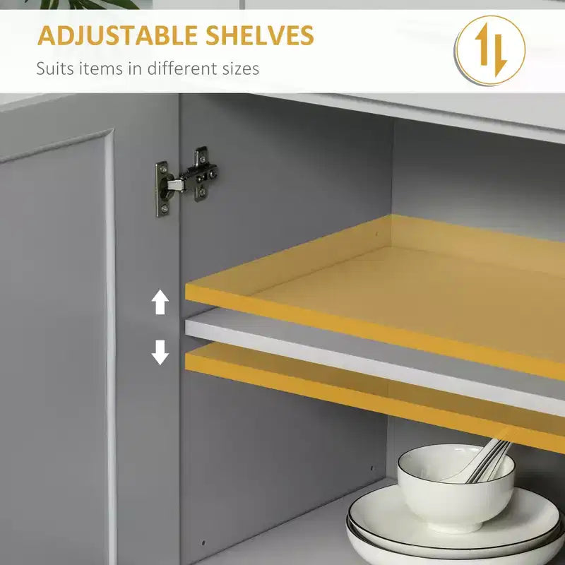 Dispensa da Cucina Moderna, Mobile Autoportante con Ante e Cassetti, Ripiani Regolabili